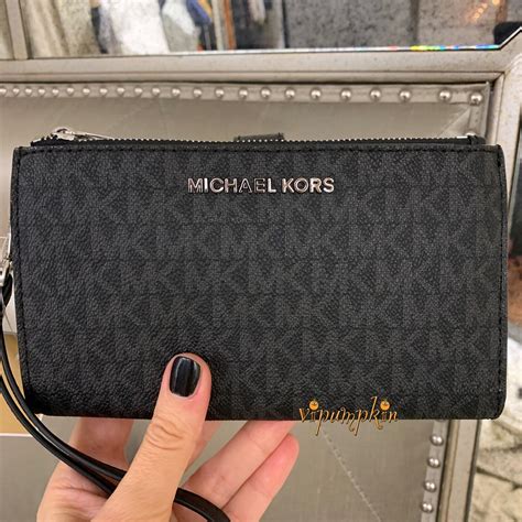 michael kors jet set travel double zip wristlet|leather continental wristlet michael kors.